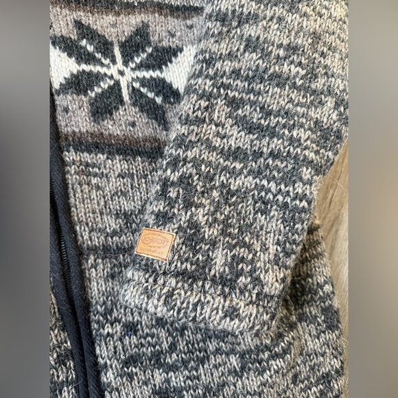 VTG KYBER Outerwear Wool Jacket Full Zip Up Aztec Patterned Fleece Lined Gray L - Picture 5 of 10